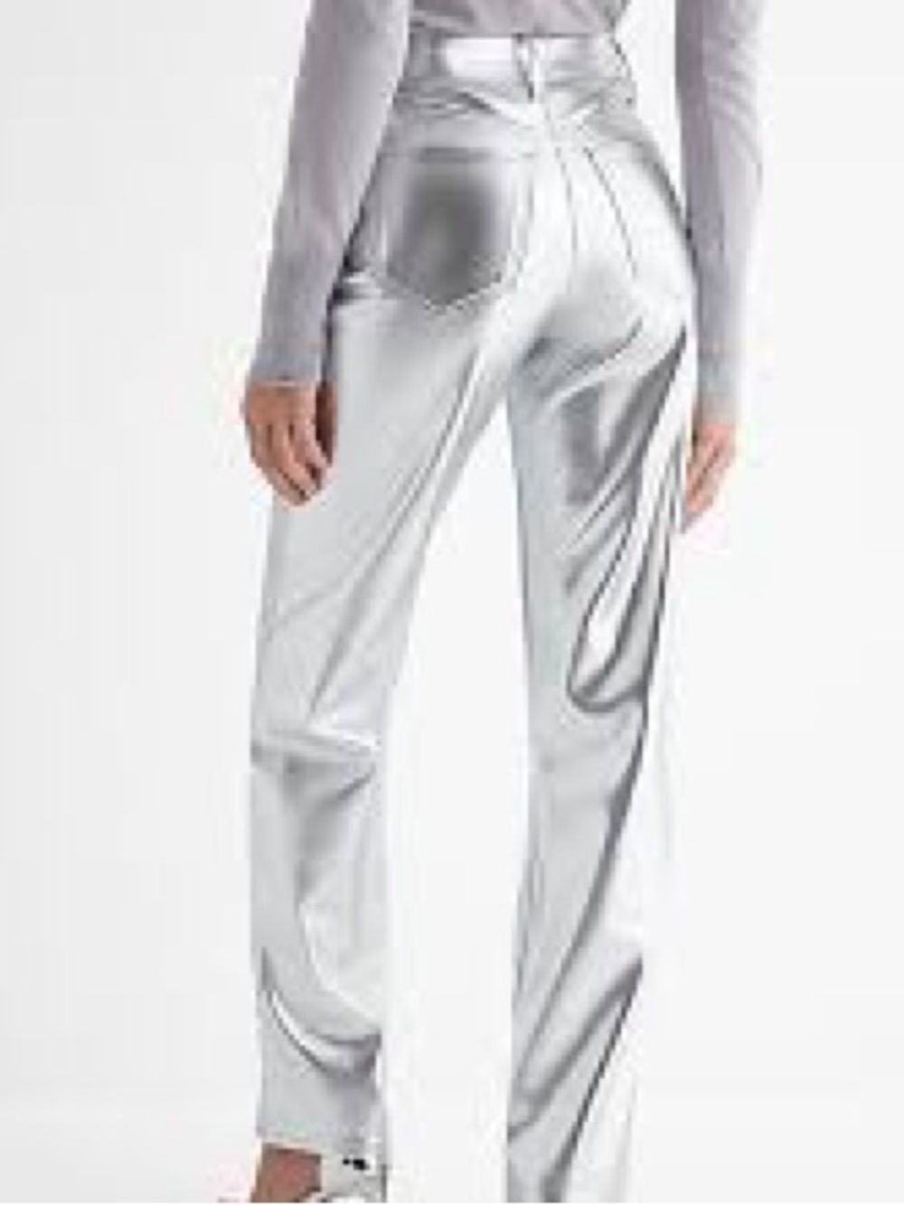 Express Metallic Silver High-Rise Pants
